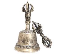 Buddhist Hand Bell - Tibetan Prayer Bell Metal Meditation Instrument Healing Bell Spiritual Mindfulness Decoration Compact Sound Accessories Yoga Meditation Aid