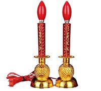 Buddhist Lamp, 1pairs 8.7inch LED Buddhist Buddha Worship Candle Holder Wealth God Lamp