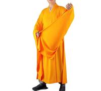 Buddhist Monk Robes,Long Cotton Kung Fu Shaolin Monk Robe,Clothing Monk Kung Fu Suits,Loose Traditional Buddhist Prayer Monk Clothing,Unisex,for Home Wear,meditation,chanting,practice