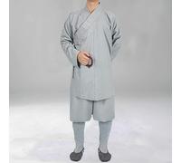Buddhist Monks Costume Shaolin Temple Clothing Robe Zen Clothes Buddhism Meditation Lohan Clothes (Color : Gray, Size : XXL)