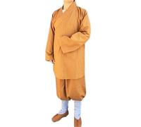 Buddhist Monks Costume Shaolin Temple Clothing Robe Zen Clothes Buddhism Meditation Lohan Clothes (Color : Yellow, Size : XL)