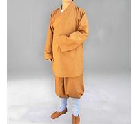 Buddhist Monks Costume Shaolin Temple Clothing Robe Zen Clothes Buddhism Meditation Lohan Clothes (Color : Yellow, Size : M)