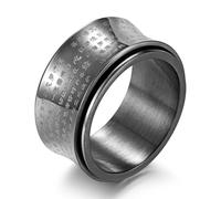 Buddhist Scripture Titanium Steel Rotatable Ring, Men's Vintage Buddhist Scripture Ring