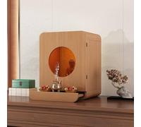 Buddhist Shrine Altar Table, Wood Buddha Cabinet with Drawer & LED Light for Home, for Guanyin, God of Wealth