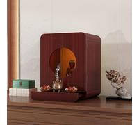 Buddhist Shrine Altar Table, Wood Buddha Cabinet with Drawer & LED Light for Home, for Guanyin, God of Wealth