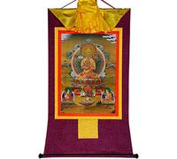 Buddhist Thangka Wall Hanging,Buddhist Thangka Painting,Three Forms of Je Tsongkhapa(Je Rinpoche,Losang Drakpa),Thangka Brocade,for Zen Home Decor Meditation(Color:Red,Size:Small(35cm*27(Color: ( Colo