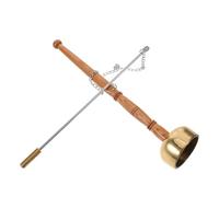 Buddhist Yin Qing Copper Ritual Bell with Wooden Long Handle