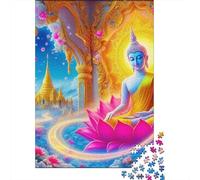 Buddhist Zen Decor 1000 Pieces Buddha Art Jigsaw Puzzle for Adults Paper Brain Training Relaxing Buddha Landscape Puzzle Gift 52x38cm/1000pcs