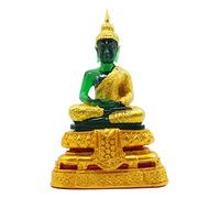 BUDDHO Emerald Buddha Statue Meditation 7" H. Jade Buddha Thai Buddha Statue for Home Decor Buddha Figurines (Rainy)