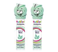 Buddies Hint of Mint Toothpaste Pump Twin - Mild Butter-Mint Flavour, SLS & Paraben-Free, 1450ppm Fluoride, Low-Foam Formula for Sensitive Brushers & Special Needs - Pack 100ml × 2