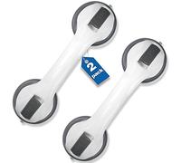 Budding Joy 2 Pack 12 inch Grab Rails, MAX Hold 110 KG Suction Grab Rails for Bathroom, Bath Handles, Hand Rails for Elderly, Shower Handles, No Drilling, Grey