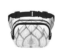 budding lotus flower Square double - layer fanny pack with adjustable shoulder strap - travelling fanny pack - perfect for outdoor sports, Black, One Size