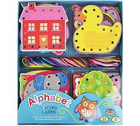 Buddy & Barney Alphabet Lacing Cards - Threading Toys for Children | Set of 26 Lacing Card with 26 Strings, Gifts for Kids, Lacing Picture Cards Learning Activity Set for Kids
