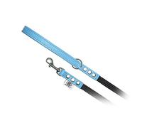 BUDDY BELT Pebble Grain Accent Leather Nylon Leash Blue - Premium Edition (1/2" x 4')