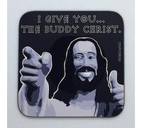 Buddy Christ - Inspired by Dogma - Drinks Coaster - Hardboard - 9cm x 9cm - Gloss Finish