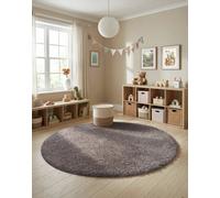 Buddy Mocha Round Brown Shaggy Rug - 100cm