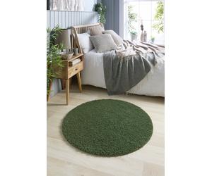 Buddy Round Forest Green Shaggy Rug - 100cm