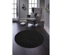 Buddy Mat Plain Round Black Cut Pile Rug - 100cm