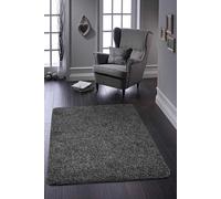 Buddy Washable Mat Plain Charcoal Shaggy Rug - 200x140cm