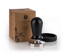 Buddy´s Bar Barista Edition premium tamper coffee compressor diameter 58 mm base height 10 cm stainless steel espresso stamp for 58 mm filter holder coffee tamper with silicone mat black handle