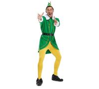 Buddy The El-fs Costume Men, Green And Yellow E-lfs Costume, Adult Christmas El-fs Costumes, Easy Cleaning Breathable Christmas Halloween Themed-Event Fantasy Cosplay Outfits for Men, Males, Boys