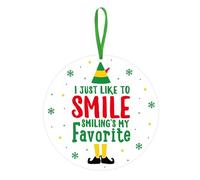 Buddy The Elf Christmas Decorations, Funny Christmas Tree Ornament, Elf Merch Gift, Holiday Party Decor Supplies, White Elephant Gifts Stocking Stuffer - I Just Like to Smile Smiling's My Favorite