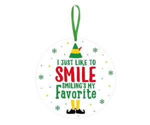 Buddy The Elf Christmas Decorations, Funny Christmas Tree Ornament, Elf Merchandise Gift, Holiday Party Supplies, White Elephant Gifts Stocking Stuffer - I Just Like to Smile Smiling's My Favorite