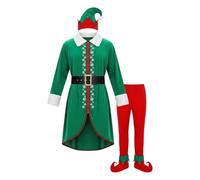 Buddy The Elf Costume Men, Cute Green and Yellow Elf Costume, Cosplay Outfits for, Holiday, Halloween, Carnival