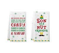 Buddy The Elf Kitchen Towels, Funny Elf Christmas Decorations, 2 Pack Holiday Collection Dish Towels, Absorbent Bathroom Hand Towels, Cute Xmas Kitchen Decor, White Elephant Gifts for Women Men