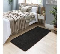 Buddy Washable Mat Plain Black Shaggy Rug - 150x67cm