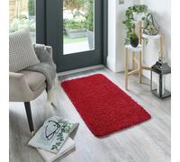 Buddy Washable Mat Plain Red Shaggy Rug - 150x100cm