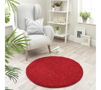 Buddy Washable Mat Plain Round Red Cut Pile Rug - 100cm