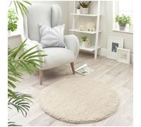 Buddy Washable Mat Plain Round Stone Cut Pile Rug - 100cm