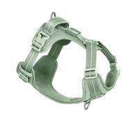 BuddyArmor All-Weather Anti-Pull Dog Harness, Reflective Harness with QR Code Label, Padded Adjustable Dog Harness for Small, Medium, Large Dogs (Slim, Olive Green, XL)