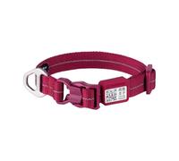 BuddyArmor All-Weather Dog Collar, Reflective Dog Collar, Adjustable Nylon Dog Collar with QR Code, Anti-Loss for Small, Medium, Large Dogs (Slim, Burgundy, S)