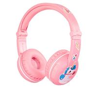 BuddyPhones PLAY, Wireless Bluetooth Volume-Limiting Kids Headphones, 14-Hour Battery Life, 4 Volume Settings of 75, 85, 94db and StudyMode, Includes Backup Cable for Sharing, Pink