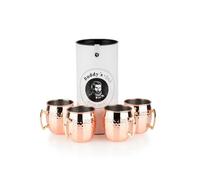 Buddy's Bar - Moscow Mule Mug, 4 pcs. Set, 4 x 500 ml, Quality Stainless Steel Mug with Copper Coating, Food Safe, Hammered Look, Cocktail Cups Including Gift Box