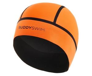 BUDDYSWIM Neoprene Swimming Cap Without Zip - Thermal Insulating Cap for Open Water open water swimming goggles, Surfing, Scuba Diving, Snorkeling, Cold Water Sports, and Water Activities - Orange