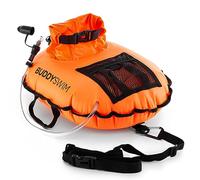 BUDDYSWIM Open Water Swim Buoy Hydration PRO with Easily Accessible Central Watertight Pouch for Storage of Belongings, Water Bottle or Food. Includes Waterproof Mobile Phone Case.