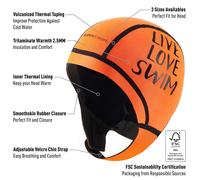 Swim Cap Buddyswim Neoprene Trilaminate Warmth 2.5mm orange - M