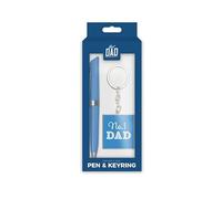Buddyzcollection Best DAD Blue & Silver Pen with 'No.1 Dad' Keyring Ideal Father's Day Gift (Light Blue Pen with 'No.1 DAD' Keyring)