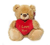 Buddyzcollection Gleam_Gifts Brown Super Soft and Cuddle Teddy Holding Red Love Heart With I Love You Embroidery For Valentine's Day, Mothers Day, Birthday, Thanksgiving