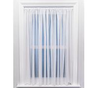 Bude Stripe White Voile Net Curtain - One Metre Width (Drop 122cm (48”)) - Sheer Semi Transparent Slot Top Privacy Drapes