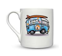 Budeful Fine Bone China Mug - Cool Love Campervan Deco Inspired - 90mm x 80mm, 375ml - Coffee Tea Cup - Chip & Heat Resistant, Dishwasher Safe