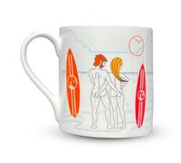 Budeful Fine Bone China Mug - Shacked Surfer Series - Deco Inspired - 90mm x 80mm, 375ml - Coffee Tea Cup - Chip & Heat Resistant, Dishwasher Safe