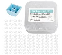 Budefull 200Pcs O Rings Keyboard Caps, Clear Rubber with Plastic Storage Box for Cherry Mx Keycaps, White