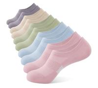 BUDERMMY No Show Trainer Socks for Womens 5 Pairs Invisible Ankle Socks Cotton Non Non-Slip Silicone Stripes Low Cut Casual Socks Women (UK, Numeric, 6, 8, Regular, Regular, multicolour)