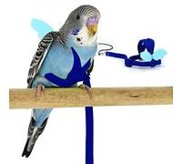 Budgerigar Parrot Bird Harness and Leash, Adjustable Training Design Anti-Bite, Bird Nylon Rope with Cute Wing for Budgerigar and Same Size Birds (S, Blue)