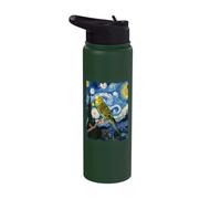 Budgerigar Starry Night - Funny Van Gogh Painting Bird Stainless Steel Insulated Water Bottle