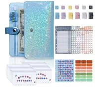 Budget Binder Organiser Set - Cash Envelopes Planner, A6 Spark Notebook | Stylish Zip Bag System Money Tracking Folder Compact Book for Office School Financing Budgeting Routine